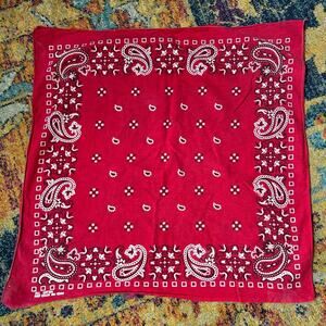 Vintage Bandana Handkerchief 20" FAST COLOR 100% COTTON Red Black White USA